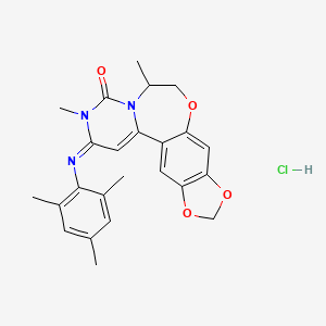 9H-(1,3)Dioxolo(4,5-h)pyrimido(1,6-d)(1,4)benzoxazepin-4-one, 2,3,6,7-tetrahydro-3,6-dimethyl-2-((2,4,6-trimethylphenyl)imino)-, monohydrochloride, (+-)-