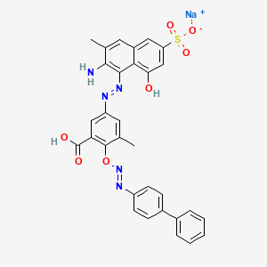 Sodium hydrogen 5-((2-amino-8-hydroxy-6-sulphonato-1-naphthyl)azo)-3,3'-dimethyl(1,1'-biphenyl)-4-yl)azo)salicylate