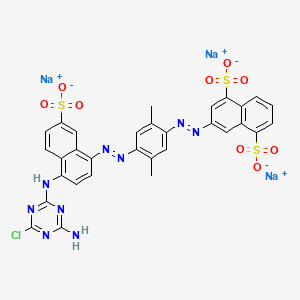 Trisodium 3-((4-((4-((4-amino-6-chloro-1,3,5-triazin-2-yl)amino)-7-sulphonato-1-naphthyl)azo)-2,5-dimethylphenyl)azo)naphthalene-1,5-disulphonate