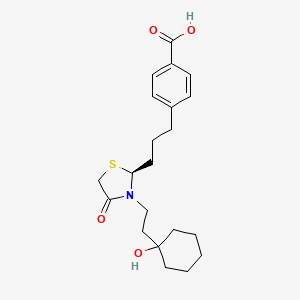 Benzoic acid, 4-(3-(3-(2-(1-hydroxycyclohexyl)ethyl)-4-oxo-2-thiazolidinyl)propyl)-, (S)-