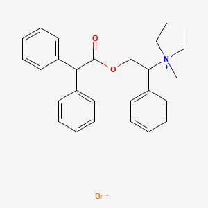 B12732513 Diethyl(alpha-(hydroxymethyl)benzyl)methylammonium bromide diphenylacetate CAS No. 102612-55-5