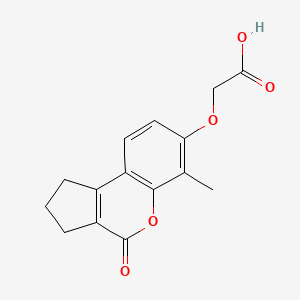 molecular formula C15H14O5 B1273261 [(6-Methyl-4-oxo-1,2,3,4-tetrahydrocyclopenta[c]chromen-7-yl)oxy]acetic acid CAS No. 314743-72-1
