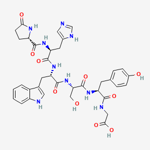 molecular formula C36H41N9O10 B12732638 H-Pyr-His-Trp-Ser-Tyr-Gly-OH CAS No. 38482-70-1