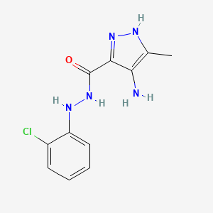 molecular formula C11H12ClN5O B12732641 4-amino-N'-(2-chlorophenyl)-5-methyl-1H-pyrazole-3-carbohydrazide CAS No. 81016-57-1