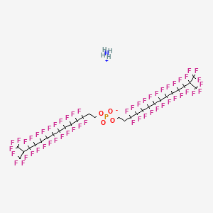 molecular formula C30H12F54NO4P B12732697 Ammonium bis(3,3,4,4,5,5,6,6,7,7,8,8,9,9,10,10,11,11,12,12,13,14,14,14-tetracosafluoro-13-(trifluoromethyl)tetradecyl) phosphate CAS No. 93776-26-2