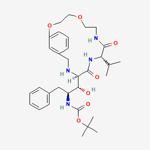 (1'S,2'S,9S,12R)-12-(2'-(((1,1-Dimethylethoxy)carbonyl)amino)-1'-hydroxy-3'-phenylprop-1'-yl)-9-(1-methylethyl)-7,10,13-triaza-1,4-dioxo-8,11-dioxo(14)metacyclophane