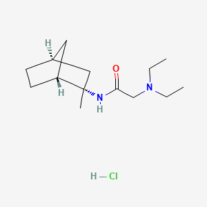 molecular formula C14H27ClN2O B12732805 Acetamide, 2-(diethylamino)-N-(2-exo-methyl-2-endo-norbornanyl)-, hydrochloride CAS No. 97703-07-6