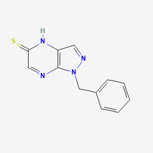 5H-Pyrazolo(3,4-b)pyrazine-5-thione, 1,4-dihydro-1-(phenylmethyl)-