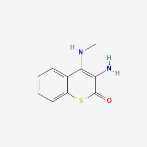 molecular formula C10H10N2OS B12732824 1-Thiocoumarin, 3-amino-4-(methylamino)- CAS No. 66285-07-2