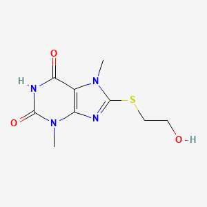 molecular formula C9H12N4O3S B12732909 Theobromine, 8-((2-hydroxyethyl)thio)- CAS No. 113512-14-4