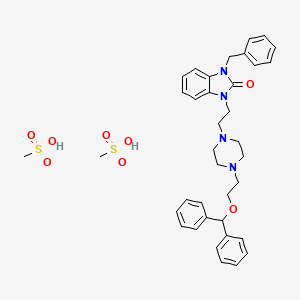 molecular formula C37H46N4O8S2 B12732927 2H-Benzimidazol-2-one, 1,3-dihydro-1-(2-(4-(2-(diphenylmethoxy)ethyl)-1-piperazinyl)ethyl)-3-(phenylmethyl)-, dimethanesulfonate CAS No. 116713-01-0