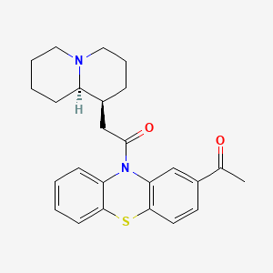 molecular formula C25H28N2O2S B12732954 10H-Phenothiazine, 2-acetyl-10-((octahydro-2H-quinolizin-1-yl)acetyl)-, (1S-trans)- CAS No. 156213-26-2