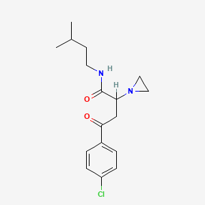 molecular formula C17H23ClN2O2 B12733034 alpha-(2-(4-Chlorophenyl)-2-oxoethyl)-N-(3-methylbutyl)-1-aziridineacetamide CAS No. 116383-17-6