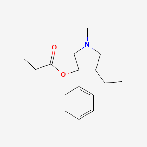 molecular formula C16H23NO2 B12733301 4-Ethyl-1-methyl-3-phenyl-3-pyrrolidinol propionate CAS No. 102280-77-3