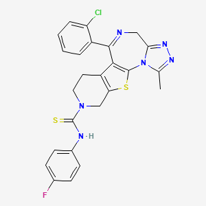 9-(2-chlorophenyl)-N-(4-fluorophenyl)-3-methyl-17-thia-2,4,5,8,14-pentazatetracyclo[8.7.0.02,6.011,16]heptadeca-1(10),3,5,8,11(16)-pentaene-14-carbothioamide