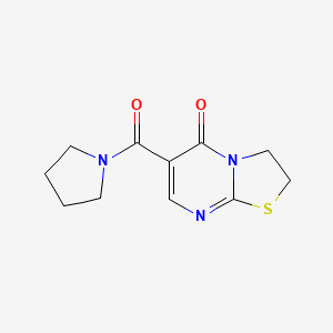 molecular formula C11H13N3O2S B12733616 1-((2,3-Dihydro-5-oxo-5H-thiazolo(3,2-a)pyrimidin-6-yl)carbonyl)pyrrolidine CAS No. 93501-42-9