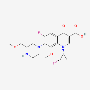 molecular formula C20H23F2N3O5 B12733622 3-Quinolinecarboxylic acid, 6-fluoro-1-((1R,2S)-2-fluorocyclopropyl)-1,4-dihydro-8-methoxy-7-(3-(methoxymethyl)-1-piperazinyl)-4-oxo- CAS No. 354812-25-2