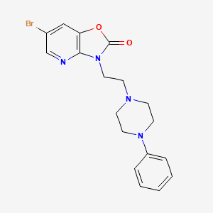 molecular formula C18H19BrN4O2 B12733667 Oxazolo(4,5-b)pyridin-2(3H)-one, 6-bromo-3-(2-(4-phenyl-1-piperazinyl)ethyl)- CAS No. 134337-08-9