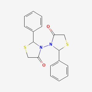 molecular formula C18H16N2O2S2 B12733762 dl-2,2'-Diphenyl(3,3'-bithiazolidine)-4,4'-dione CAS No. 95035-73-7