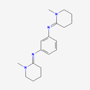 molecular formula C18H26N4 B12733814 N,N'-Bis(1-methyl-2-piperidinylidene)-1,3-benzenediamine CAS No. 84859-20-1