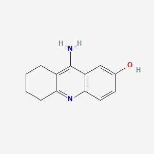 molecular formula C13H14N2O B12733879 2-Acridinol, 5,6,7,8-tetrahydro-9-amino-, dihydrate CAS No. 136051-80-4