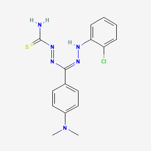 molecular formula C16H17ClN6S B12733936 1-(2-Chlorophenyl)-3-(4-(dimethylamino)phenyl)-5-formazancarbothioamide CAS No. 130111-84-1