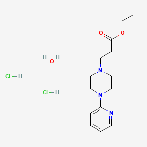 molecular formula C14H25Cl2N3O3 B12733947 ethyl 3-(4-pyridin-2-ylpiperazin-1-yl)propanoate;hydrate;dihydrochloride CAS No. 104373-87-7