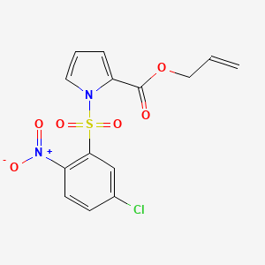 molecular formula C14H11ClN2O6S B12733999 1H-Pyrrole-2-carboxylic acid, 1-((5-chloro-2-nitrophenyl)sulfonyl)-, 2-propenyl ester CAS No. 173908-18-4