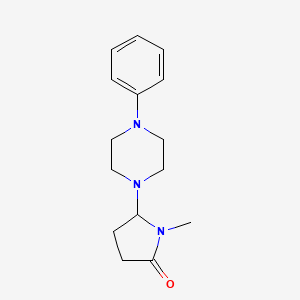 molecular formula C15H21N3O B12734097 1-Methyl-5-(4-phenyl-1-piperazinyl)-2-pyrrolidinone CAS No. 91703-31-0