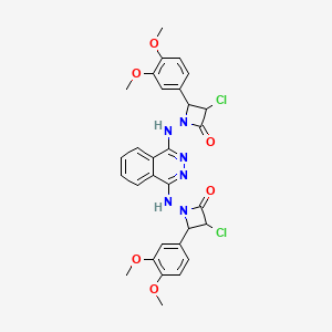 molecular formula C30H28Cl2N6O6 B12734152 1,1'-(1,4-Phthalazinediyldiimino)bis(3-chloro-4-(3,4-dimethoxyphenyl)-2-azetidinone) CAS No. 139108-69-3