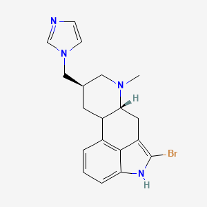 molecular formula C19H21BrN4 B12734166 Ergoline, 2-bromo-8-(1H-imidazolin-1-ylmethyl)-6-methyl-, (8-beta)- CAS No. 160730-55-2