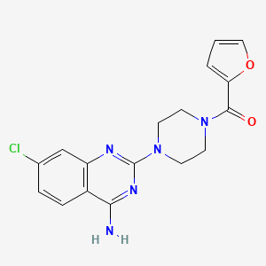 molecular formula C17H16ClN5O2 B12734194 Piperazine, 1-(4-amino-7-chloro-2-quinazolinyl)-4-(2-furanylcarbonyl)- CAS No. 111218-71-4