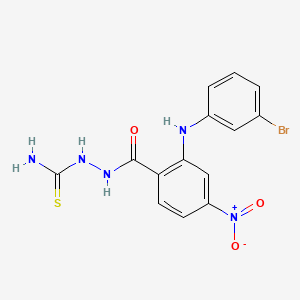 Benzoic acid, 2-((3-bromophenyl)amino)-4-nitro-, 2-(aminothioxomethyl)hydrazide