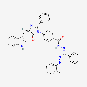 Benzoic acid, 4-(4,5-dihydro-4-(1H-indol-3-ylmethylene)-5-oxo-2-phenyl-1H-imidazol-1-yl)-, (((2-methylphenyl)azo)phenylmethylene)hydrazide