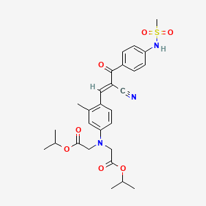 molecular formula C28H33N3O7S B12734316 Isopropyl N-(4-(2-cyano-3-(4-((methylsulphonyl)amino)phenyl)-3-oxo-1-propenyl)-m-tolyl)-N-(2-(1-methylethoxy)-2-oxoethyl)glycinate CAS No. 66172-63-2