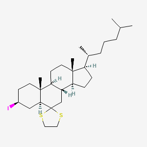 molecular formula C29H49IS2 B12734339 3-beta-Iodo-6,6-ethylenedithio-5-alpha-cholestane CAS No. 87899-36-3