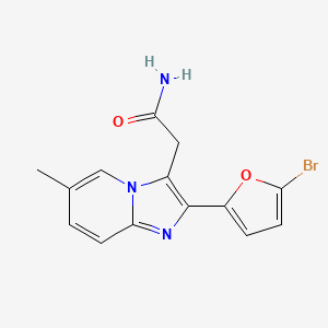 molecular formula C14H12BrN3O2 B12734353 Imidazo(1,2-a)pyridine-3-acetamide, 2-(5-bromo-2-furanyl)-6-methyl- CAS No. 88570-81-4