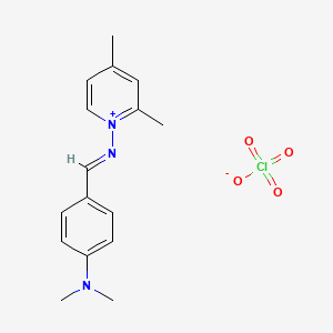 molecular formula C16H20ClN3O4 B12734363 2,4-Dimethyl-1-(((4-(dimethylamino)phenyl)methylene)amino)pyridinium perchlorate CAS No. 145235-01-4