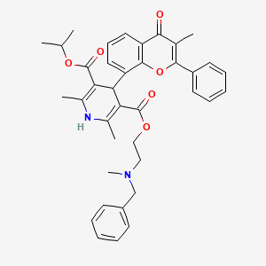 3,5-Pyridinedicarboxylic acid, 1,4-dihydro-2,6-dimethyl-4-(3-methyl-4-oxo-2-phenyl-4H-1-benzopyran-8-yl)-, 1-methylethyl 2-(methyl(phenylmethyl)amino)ethyl ester