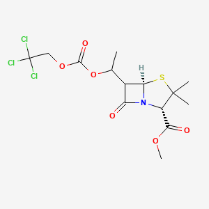 Methyl (2S-(2alpha,5alpha,6alpha(S*)))-3,3-dimethyl-7-oxo-6-(1-(((2,2,2-trichloroethoxy)carbonyl)oxy)ethyl)-4-thia-1-azabicyclo(3.2.0)heptane-2-carboxylate