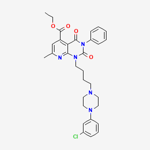 Pyrido(2,3-d)pyrimidine-5-carboxylic acid, 1,2,3,4-tetrahydro-1-(4-(4-(3-chlorophenyl)-1-piperazinyl)butyl)-2,4-dioxo-7-methyl-3-phenyl-, ethyl ester