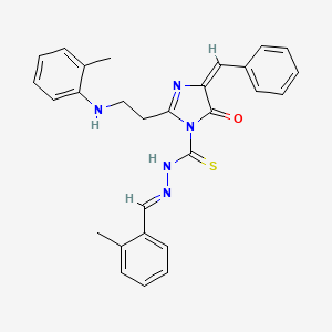 1H-Imidazole-1-carbothioic acid, 4,5-dihydro-2-(2-((2-methylphenyl)amino)ethyl)-5-oxo-4-(phenylmethylene)-, (phenylmethylene)hydrazide