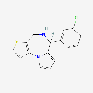 molecular formula C16H13ClN2S B12735084 5,6-Dihydro-6-(3-chlorophenyl)-4H-pyrrolo(1,2-a)thieno(2,3-f)(1,4)diazepine CAS No. 136334-14-0