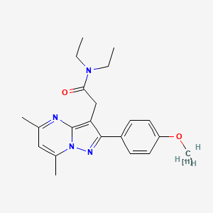 molecular formula C21H26N4O2 B12735093 N,N-diethyl-2-[2-(4-(111C)methoxyphenyl)-5,7-dimethylpyrazolo[1,5-a]pyrimidin-3-yl]acetamide CAS No. 868072-18-8