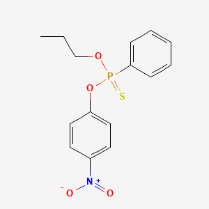 molecular formula C15H16NO4PS B12735136 Phenylphosphonothioic acid O-(p-nitrophenyl) O-propyl ester CAS No. 88239-47-8