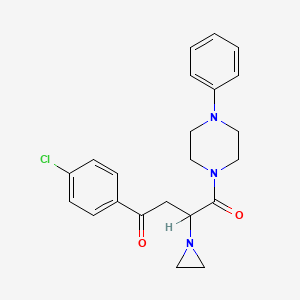 molecular formula C22H24ClN3O2 B12735142 1-(2-(1-Aziridinyl)-4-(4-chlorophenyl)-1,4-dioxobutyl)-4-phenylpiperazine CAS No. 120978-31-6