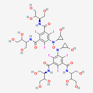 molecular formula C38H50I6N6O19 B12735150 1,3-Benzenedicarboxamide, 5,5'-(oxybis((1-oxo-2,1-ethanediyl)(methylimino)))bis(N,N'-bis(2,3-dihydroxy-1-(hydroxymethyl)propyl)-2,4,6-triiodo-, stereoisomer CAS No. 80909-30-4