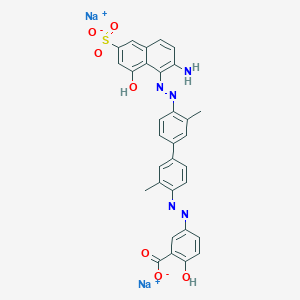 molecular formula C31H23N5Na2O7S B12735169 5-((4'-((2-Amino-8-hydroxy-6-sulpho-1-naphthyl)azo)-3,3'-dimethyl(1,1'-biphenyl)-4-yl)azo)salicylic acid, sodium salt CAS No. 94022-44-3