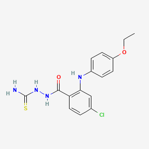 molecular formula C16H17ClN4O2S B12735176 Benzoic acid, 4-chloro-2-((4-ethoxyphenyl)amino)-, 2-(aminothioxomethyl)hydrazide CAS No. 195370-40-2