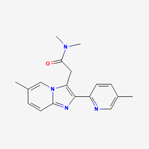 molecular formula C18H20N4O B12735249 Imidazo(1,2-a)pyridine-3-acetamide, N,N,6-trimethyl-2-(5-methyl-2-pyridinyl)- CAS No. 88570-96-1